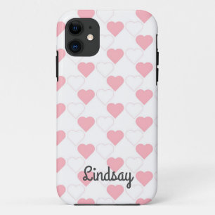 Witte  naam Cute Pink Heart Patroon Case-Mate iPhone Case