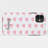 Witte  naam Cute Pink Heart Patroon Case-Mate iPhone Case (Achterkant (horizontaal))