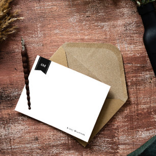 Witte naam en Initialen in de vorm van muts Notitiekaartje