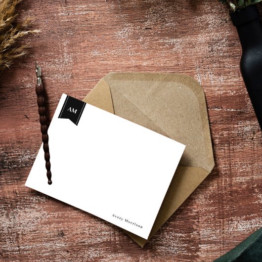 Witte naam en Initialen in de vorm van muts Notitiekaartje