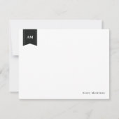 Witte naam en Initialen in de vorm van muts Notitiekaartje (Voorkant)