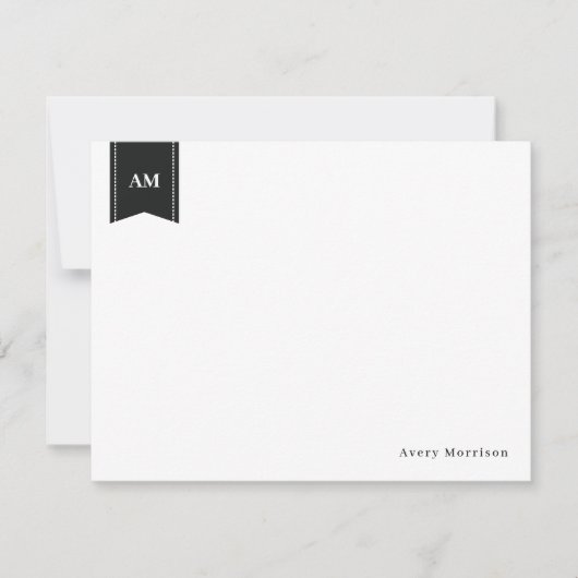 Witte naam en Initialen in de vorm van muts Notitiekaartje (Voorkant)