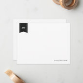 Witte naam en Initialen in de vorm van muts Notitiekaartje (Voorkant / Achterkant in situ)