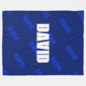 Witte Naam & Herhalende Blauwe Naam op Donker Navy Fleece Deken (Voorkant (Horizontaal))