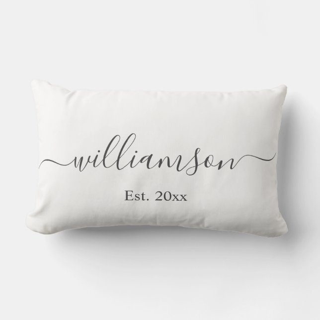 Witte naam & Jaar Bedrijfslogo Klant Cadeau Elegan Kussen (Voorkant)