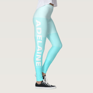 Witte naam Stijlvolle 5 elektrische blauwe tinte Leggings