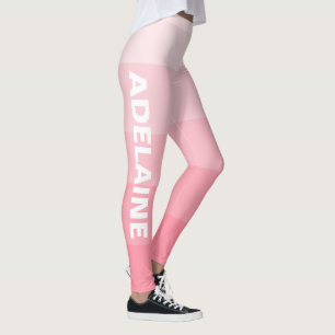 Witte naam Stijlvolle 5 zalm roze tinten blokken Leggings
