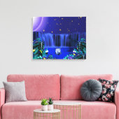 Witte nacht Tijger Tropische waterval Canvas Print (Insitu (Woonkamer))
