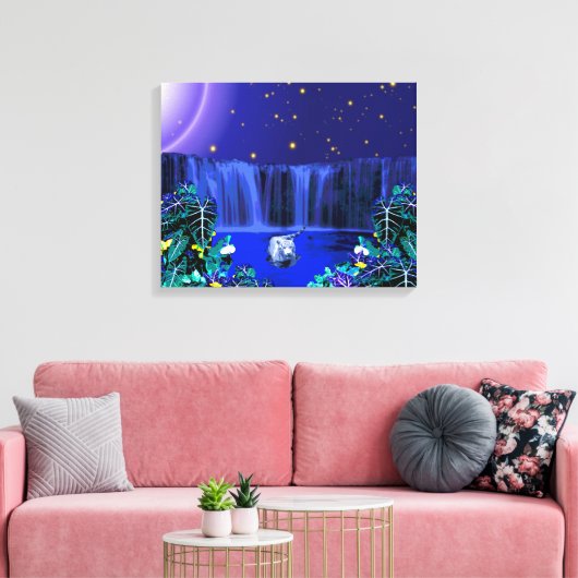 Witte nacht Tijger Tropische waterval Canvas Print (Insitu (Woonkamer))