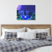 Witte nacht Tijger Tropische waterval Canvas Print (Insitu (Slaapkamer))