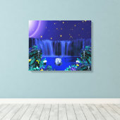 Witte nacht Tijger Tropische waterval Canvas Print (Insitu (Houten vloer))