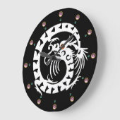 WITTE NAKE DRAGON IN BLACK, PINK GEMSTONES GROTE KLOK (Hoek)