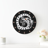 WITTE NAKE DRAGON IN BLACK, PINK GEMSTONES GROTE KLOK (Huis)