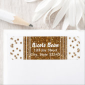 Witte namaak geborsteld gouden glitters adreslabel etiket (Insitu)