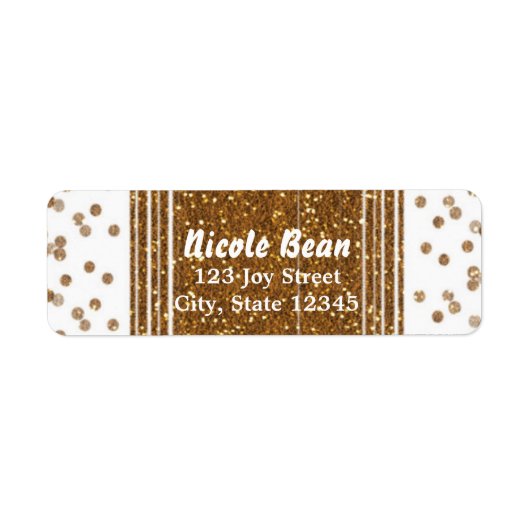 Witte namaak geborsteld gouden glitters adreslabel etiket (Voorkant)