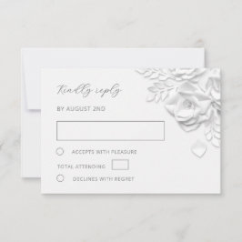 Witte namaak papier gesneden rozen bruiloft RSVP kaartje