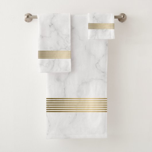 Witte namaakgouden strepen bad handdoek (Insitu)