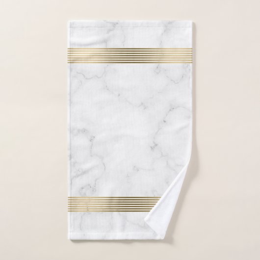 Witte namaakgouden strepen bad handdoek (Handdoek)