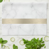 Witte namaakgouden strepen theedoek (Gevouwen)