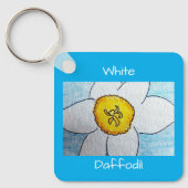 Witte Narcis Azuurblauw Sleutelhanger (Voorkant)