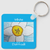 Witte Narcis Azuurblauw Sleutelhanger (Achterkant)