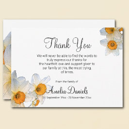 Witte narcis begrafenis bedankkaart kaart