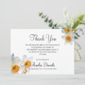 Witte narcis begrafenis bedankkaart kaart (Staand voorkant)