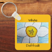 Witte narcis geel oranje sleutelhanger (Voorkant)