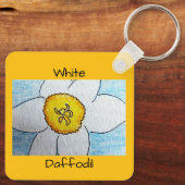 Witte narcis geel oranje sleutelhanger (Achterkant)