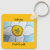 Witte narcis geel oranje sleutelhanger (Achterkant)