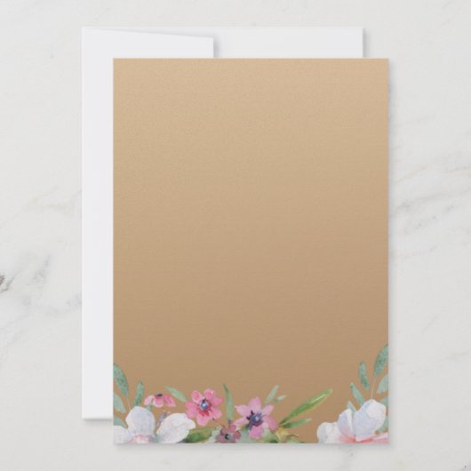 Witte Narcis op Champagner Bloemen Bruiloft Kaart (Achterkant)