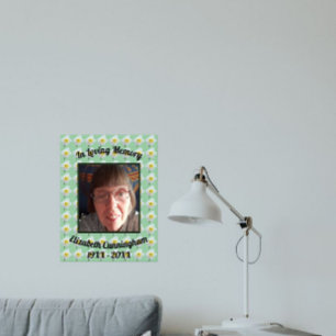 Witte Narcis op Groene Fotoherdenkingsteken Poster