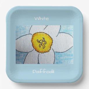 Witte narcis papieren bordje