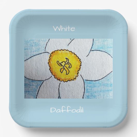 Witte narcis papieren bordje (Voorkant)