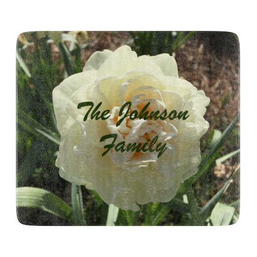 witte narcis snijplank (Voorkant)