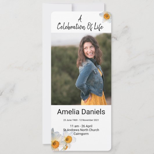 Witte narcis Viering van het Leven Fotokaart Kaart (Voorkant)