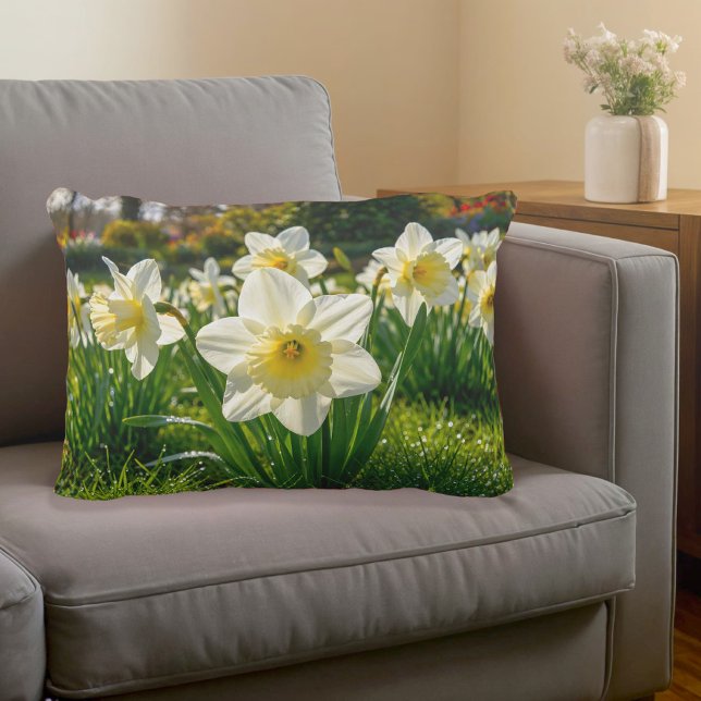 Witte Narcissen Accentkussen Accent Kussen (Accent pillow with white daffodils)