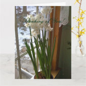 Witte narcissen in venster Gepersonaliseerd Wenska Kaart (Gele Bloem)
