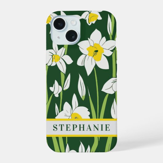 Witte Narcissus Bloemen December Geboorte Bloem Na iPhone 15 Case (Achterkant)