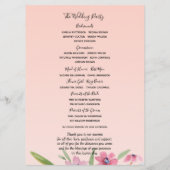 Witte Narcissus op Abrikoos Roze Bruiloft Programm Programmakaart (Achterkant)