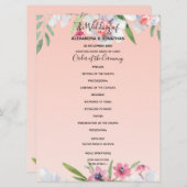 Witte Narcissus op Abrikoos Roze Bruiloft Programm Programmakaart (Voorkant / Achterkant)