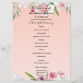 Witte Narcissus op Abrikoos Roze Bruiloft Programm Programmakaart (Voorkant)