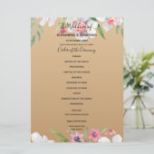 Witte Narcissus op Champagne Gold huwelijksprogram Programmakaart (Staand voorkant)