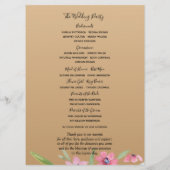 Witte Narcissus op Champagne Gold huwelijksprogram Programmakaart (Achterkant)