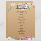 Witte Narcissus op Champagne Gold huwelijksprogram Programmakaart (Voorkant / Achterkant)