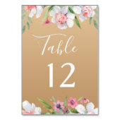 Witte Narcissus op Champagne Trouwtafel Nummer Kaart (Achterkant)