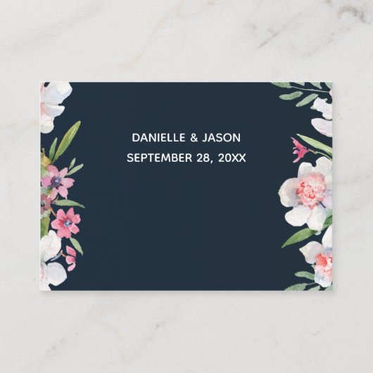 Witte Narcissus op Navy Wedding Enclosure Kaart (Achterkant)