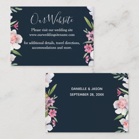 Witte Narcissus op Navy Wedding Enclosure Kaart (Voorkant / Achterkant)