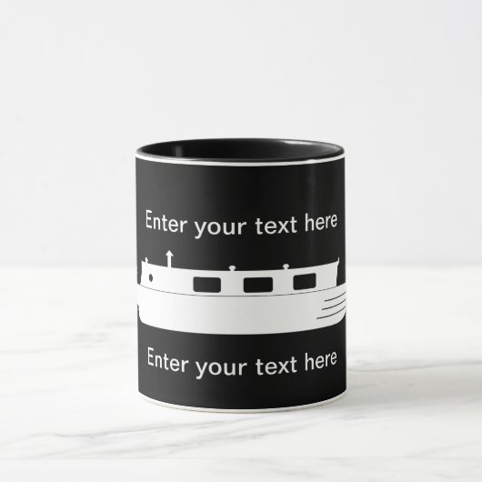 Witte Narrowboat met tekst Mok (Midden)