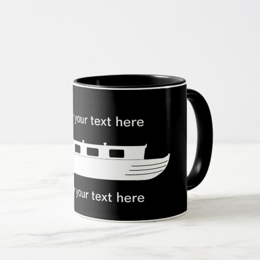 Witte Narrowboat met tekst Mok (Voorkant rechts)